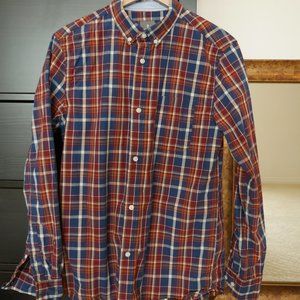 Hawkins McGill Orange + Navy Plaid Shirt